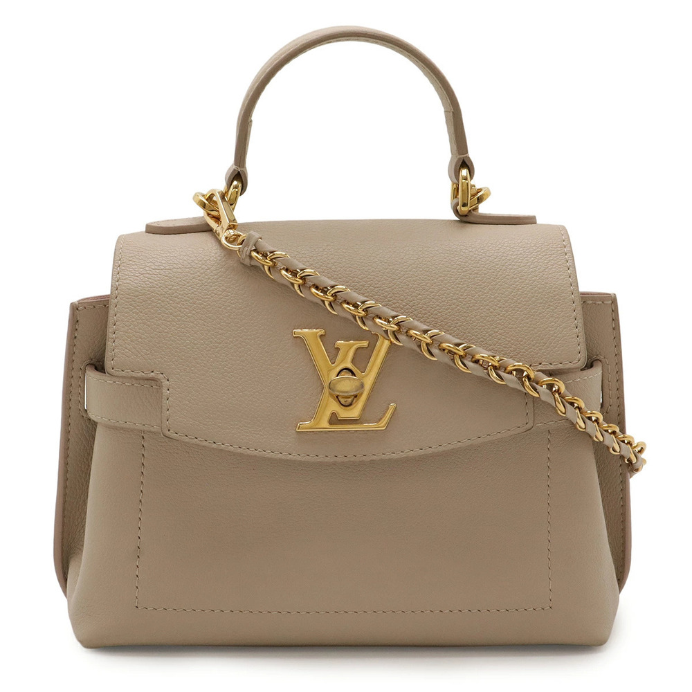 LOUIS VUITTON Lockme Ever 2way Shoulder Bag Chain Strap Calf Leather Greige Gray